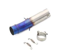 IPEVMLZ Motorcycle Exhaust Middle Pipe Round Muffler Link Pipe Modification Accessories Stainless Steel Slip-On For CB400 cb 400 All Years(Half blue)