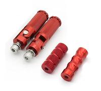 IPEVMLZ Motorcycle Folding Footrests Footpegs Foot Rests Pegs Pedals Set Motorbike Accessories Universal(RED,SET)