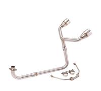 IPEVMLZ Slip On Motorcycle Double Exhaust Escape Moto Tube Modified Muffler Front Connection Mid Link Pipe For GROM MSX125 MSX 125(Silver)