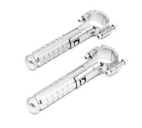 IPEVMLZ Universal CNC Aluminum Motorcycle Part Clamp Pedal M8 90Degree Fixed Folding Passenger Pedal Rear Front Footpeg Folded Footrest(Silver)