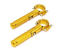 IPEVMLZ Universal CNC Aluminum Motorcycle Part Clamp Pedal M8 90Degree Fixed Folding Passenger Pedal Rear Front Footpeg Folded Footrest(Gold)