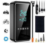 Ipflin Cordless Tyre Inflator Air Compressor 150PSI, 6000Mah Tyre pump with 12V DC,rechargeable electric bike pump with digital LED Display and Emergency Lighting for Car Motorcycle Bicycle Balls