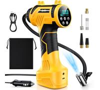 Ipflin Tyre Inflator Air Compressor -12V DC Cordless Car Tyre Pump 160 PSI Max with Digtial Pressure Gauge and LED Light, Rechargeable Battery Portable Tyre Inflator for Car/Bike/Motorcycle/Ball