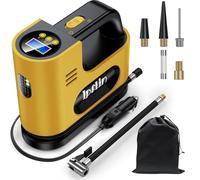 Ipflin Tyre Inflator Air Compressor-12V DC,Digital Car Tyre Pump 150 PSI, Preset Tyre Pressure & Auto Shutoff,Digital Air Pump for Car Tyres Bicycles Other Inflatables,Yellow