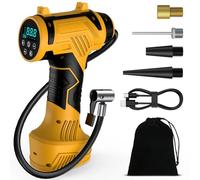 Ipflin Tyre Inflator Air Compressor - 22L/min Portable Car Accessories,Rechargeable Battery Tyre Pump, Digital Cordless Electric Pump with LED Light, 4 Preset Modes for Car/Bike/Motorcycle/Ball