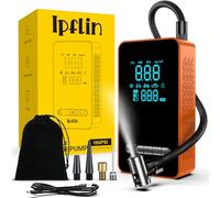 Ipflin Tyre Inflator Cordless Compressor - Portable Air Electric Bike Pump 150 PSI with Digital Display,Rechargeable Tyre Accessories for Car and Bike with Pressure Gauge and LED Light, Orange