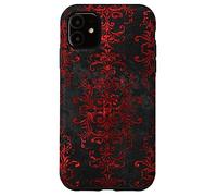 iPhone 11 Case gothic dark red floral retro pattern occult goth phone Case