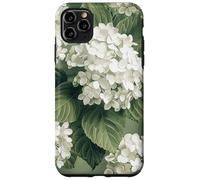 iPhone 11 Pro Max Pretty White Floral Hydrangeas Pattern Sage Green Case
