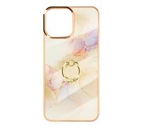 iPhone 12 Case Bi-material Ring Support Rose Gold Marble Design