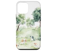 iPhone 12 mini Cute Puppies Playing in Nature Scene Case