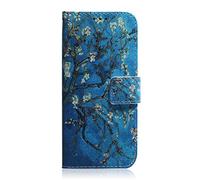 iPhone 12 Mini Phone Case, Shockproof Soft PU Leather Flip 3D Animals Wallet Cover Folio TPU Bumper Slim Fit Protective Case for iPhone 12 Mini with Magnetic Stand Card Slots, Apricot Blossom