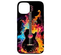iPhone 13 Acoustic Guitar Band Rock Design Colorful Flames and smoke Case