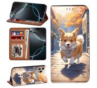 iphone 14 (6.1") Wallet Case, PU Leather Wallet Flip Case, Card Holder Stand Wrist Strap Protective Cover for iPhone 14 Pro/14 Plus (6.7")/14 pro max (6.7") (iphone 14 pro (6.1"),Welsh Corgi 004)