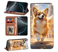 iphone 14 (6.1") Wallet Case, PU Leather Wallet Flip Case, Card Holder Stand Wrist Strap Protective Cover for iPhone 14 Pro/14 Plus (6.7")/14 pro max (6.7") (iphone 14 Plus (6.7"),Welsh Corgi 006)
