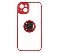 iPhone 14 Plus Case Bi-material Metallic Ring Video Stand Red