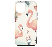 iPhone 14 Pro Floral Flamingo Pattern Watercolor Art Case