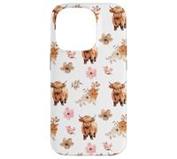 iPhone 14 Pro Western Boho Highland Cow Floral Cute Cows Country Girl Case