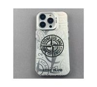 (iPhone 14plus) Double-layer color silver tide brand stone island all-inclusive lens phone case
