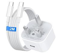 iPhone 15 16 17 Fast Charger, 20W USB C Charger Plug with 2M Nylon USB C to Type C Cable for iPhone 17/16/16 Plus/16e/16 Pro Max/15/15 Plus/iPad, Type C Plug UK Power Adapter and Nylon Braided Cable