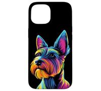iPhone 15 Colorful Scottish Terrier Face Cute Scottie Dog Lover Black Case
