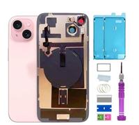 iPhone 15 Plus Replacement Back Glass with Plate and Flex Cable and All Parts for iPhone 15 Plus Glass Back Cover (Pink, 6.7") + Waterproof Tape + Tools