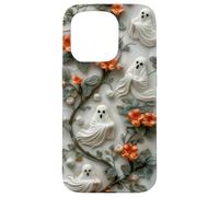 iPhone 15 Pro Cute Vintage Ghost 3D Embroidered Look Floral Charm Viral Case
