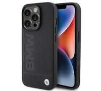 iPhone 15 Pro Max BMW Genuine Leather Case Black Logo Metal