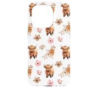 iPhone 15 Pro Western Boho Highland Cow Floral Cute Cows Country Girl Case