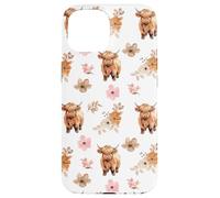 iPhone 15 Western Boho Highland Cow Floral Cute Cows Country Girl Case