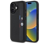 CG MOBILE BMW BMHCP16S23PUPVK Case for iPhone 16 6.1 Inch Black Hard Case M Perforated Tricolour Detail Line