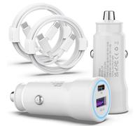 iPhone 16 Car Charger - 2Pack 48W PD&QC4.0 Dual Port USB C Car Charger Adapter with USB C to C Cable for iPhone 16/15 Series, Samsung Galaxy Series, iPad Pro, AirPods, Pixel and More