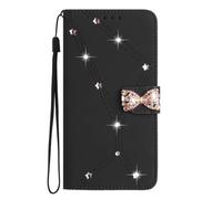 iPhone 16 Case, Bling Glitter Butterfly PU Leather Diamond Shock-Absorption Slim Fit Flip Folio Wallet Phone Case with Card Holder Kickstand Magnetic for iPhone 16,black