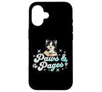 iPhone 16 Cat and Book Lover - Paws and Pages Case