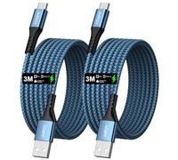 iPhone 16 Charger Cable 3M [2 Pack] 3.1A Braided USB to USB C Cable Type C Charger Cable Fast Charging Compatible for iPhone 16 15,Samsung Galaxy S22 S21 S20,Pixel 8 7 6,PS5,Switch