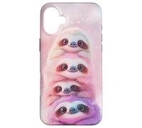 iPhone 16 Plus Fluffy Pastel Sloth Stack Art Case