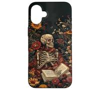 iPhone 16 Plus The Reader Tarot Card Skeleton Reading Book Bookworm Case