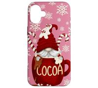 iPhone 16 Plus Winter Gnome For Women Pink Red White Christmas Hot Cocoa Case