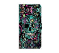 iPhone 16 Pro Case PU Leather Shockproof Flip Wallet Phone Case Shock-Absorption Magnetic Stand Function Notebook Cover with Card Holder for iPhone 16 Pro human skeleton