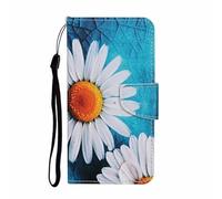 iPhone 16 Pro Max Case, 3D Painted Shock-Absorption Flip PU Leather Notebook Wallet Phone Cases Folio Magnetic Protective Cover TPU Bumper with Stand Card Holder Slots for iPhone 16 Pro Max daisy