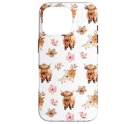 iPhone 16 Pro Western Boho Highland Cow Floral Cute Cows Country Girl Case