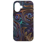 iPhone 16 Violet, Purple, Teal, Aqua Abstract Swirl of Fractal Art Case
