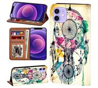 iPhone 16 Wallet Case, PU Leather Wallet Flip Case, Card Holder Stand Wrist Strap Protective Cover for iPhone 16 Pro/16 Plus/16 Pro max/iPhone 16e (iPhone 16e,dream catcher)