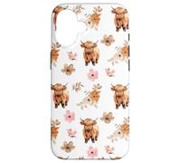 iPhone 16 Western Boho Highland Cow Floral Cute Cows Country Girl Case