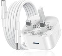 iPhone 17 16 15 Charger Fast Charge 20W Apple Fast Charger USB C Cable and Plug UK USBC Power Adapter for New i Phone Air/17 Pro Max/16e/16 Plus/16 Pro Max,2M Long Type C to C Charging Lead and Head