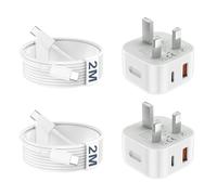 iPhone 17 16 15 Charger USB C Charger 20W Fast Charger USB C Plug and Cables, 2 Pack Type C UK Wall Phone Power Adapter USBC Lead for iPhone 17 Air/17 16 15 Pro Max/iPad/Samsung S25 Ultra/S24/S23