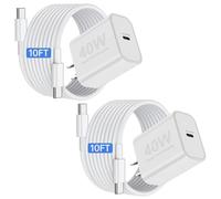 iPhone 17 16 Pro Max Charger Fast Charging, 2Pack 40W USB C Charging Block Plug and 10ft Type C to C Cable Cord for Apple iPhone 17 Pro Max/17 Air/16 Pro/16 Plus/15 Pro/15 Mini/iPad/AirPods