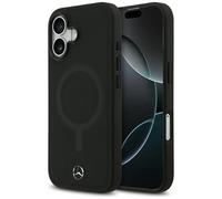 iPhone 17 Case Mercedes Genuine Leather Black Logo Metal MagSafe