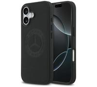 iPhone 17 Case Mercedes Genuine Leather Black Vintage Logo MagSafe