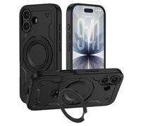 iPhone 17 Case with 360° Rotatable Magnetic Ring, Compatible with Mag-safe, Military-Grade Protective Case, Dropproof Heavy Duty Tough Rugged Shockproof Phone Case Cover for iPhone 17 (6.3 inch)-Black