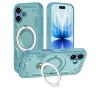 iPhone 17 Case with 360° Rotatable Magnetic Ring, Compatible with Mag-safe, Military-Grade Protective Case, Dropproof Heavy Duty Tough Rugged Shockproof Phone Case Cover for iPhone 17 (6.3 inch)-Blue
